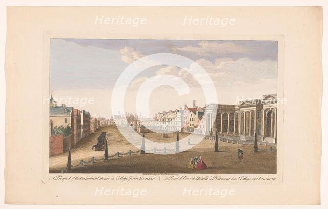 View of the House of Parliament on College Green Square in Dublin
, 1753. Creators: Fabr. Parr, James Mason.