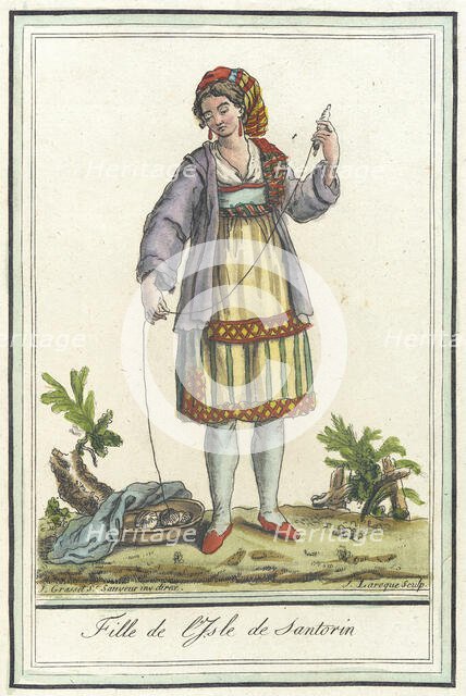 Costumes de Différents Pays, 'Fille de l'Isle de Santorin', c1797. Creators: Jacques Grasset de Saint-Sauveur, LF Labrousse.
