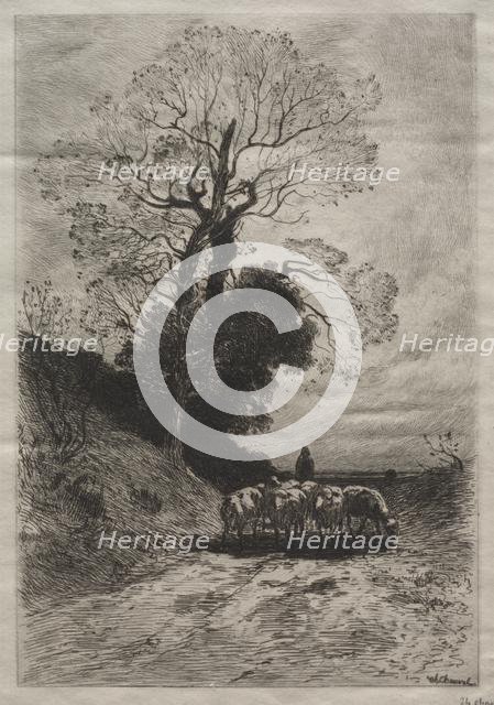 Return of the flock, c. 1870. Creator: Theophile Narcisse Chauvel (French, 1831-1909).