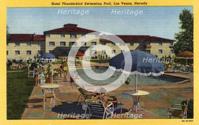 'Hotel Thunderbird Swimming Pool, Las Vegas, Nevada', postcard, 1950. Artist: Unknown