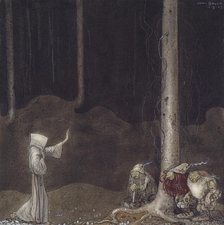 Brother St. Martin and the Three Trolls, 1913. Creator: John Bauer.