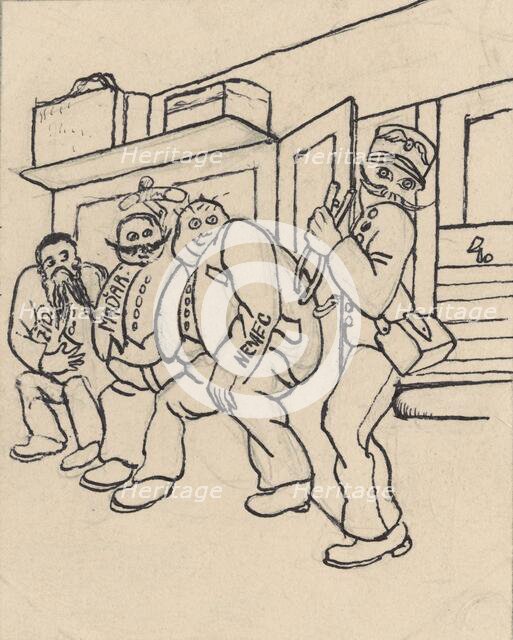 Satirical Drawing for a Magazine IV., around 1940. Creator: Andrej Kovacik.