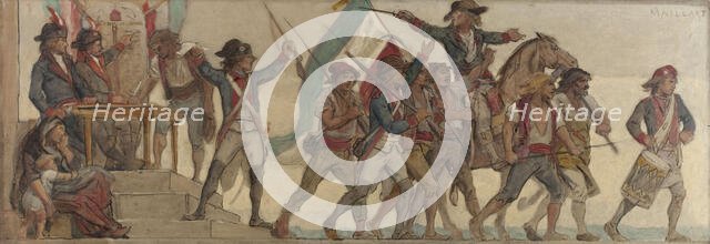 The departure of conscripts, The homeland in danger: Sketch for the school in rue de Chatea..., 1879 Creator: Diogene Ulyssee Napoleon Maillart.