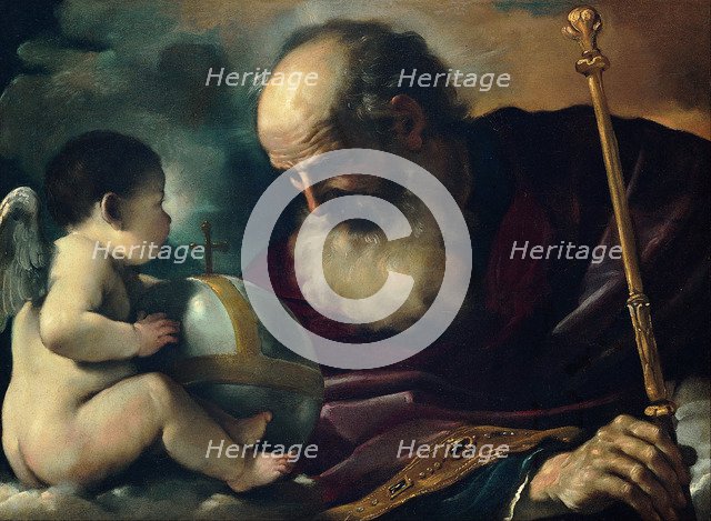 God the Father and Angel, 1620. Artist: Guercino (1591-1666)