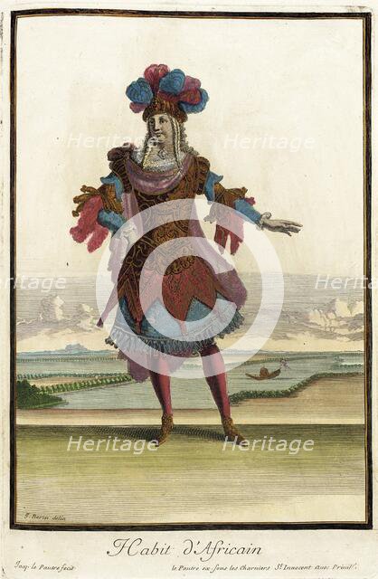Recueil des modes de la cour de France, 'Habit d'Africain', Bound 1703-1704. Creators: Jean Lepautre, Jean Berain, Jacques Le Pautre.