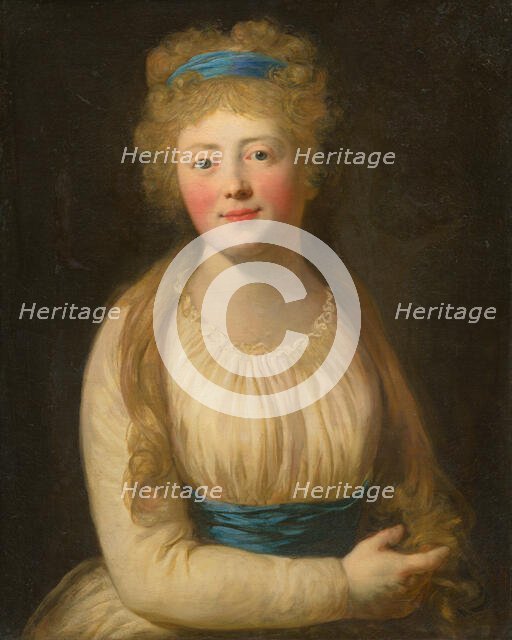 Portrait of a Woman in Pale Clothes with a Blue Ribbon in her Hair, 1780-1800. Creator: Unknown.