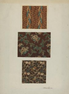 Printed Cottons from Quilt, c. 1939. Creator: Albert J. Levone.