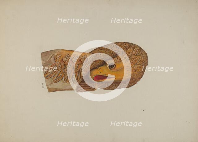Eagle Woodcarving, c. 1939. Creator: Willard Hazen.