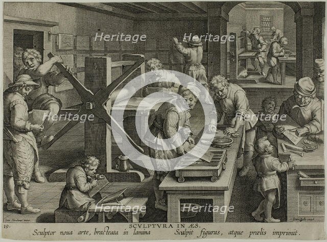 The Invention of Copper Engraving, c. 1591. Creator: Theodoor Galle.