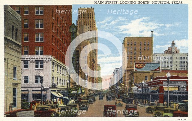 Main Street, Houston, Texas, USA, 1930. Artist: Unknown