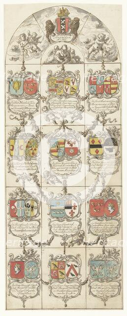 Design for stained glass window 14 donated by the mayors and councils of Amsterdam, 1666. Creator: Pieter Jansz.