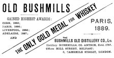 Advertisement for Old Bushmills Whiskey, 1890. Creator: Unknown.