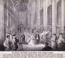 Princess Alexandra processing up the nave of St George's Chapel, Windsor Castle, 1863. Artist: Anon