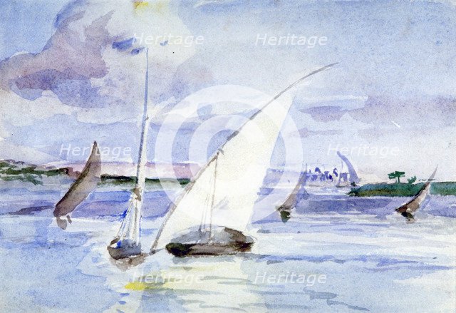 'A Lake with Sailing Boats', c1864-1930. Artist: Anna Lea Merritt