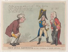 John Bull Listening to the Quarrels of State Affairs, May 1, 1803., May 1, 1803. Creator: Thomas Rowlandson.