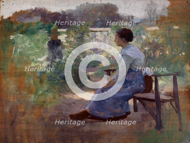 Woman Seated in a Garden, late 19th-early 20th century. Creator: Eliphalet Frazer Andrews.