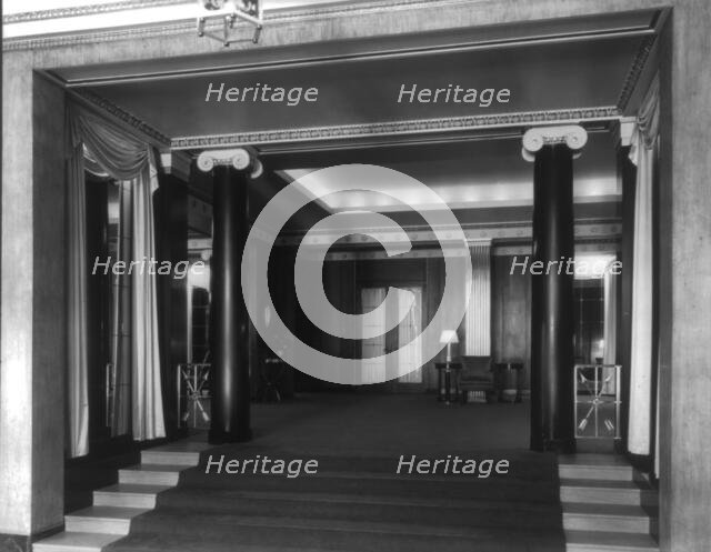 Stoneleigh Courts Apartments, Connecticut Ave., N.W., Washington, DC - general view of lobby, 1920s. Creator: Frances Benjamin Johnston.