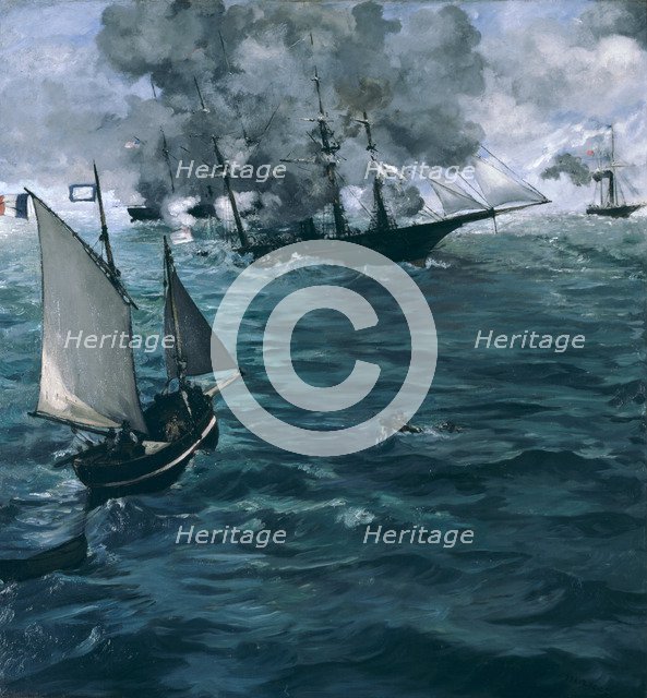 The Battle of the Kearsarge and the Alabama, 1864. Artist: Manet, Édouard (1832-1883)