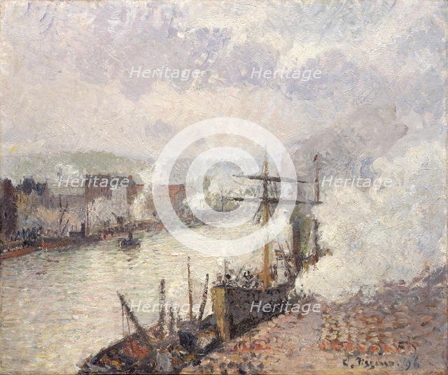 Steamboats in the Port of Rouen, 1896. Creator: Camille Pissarro.