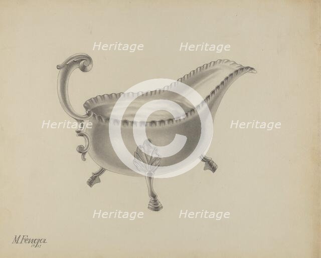 Silver Sauce Boat, 1937. Creator: Michael Fenga.