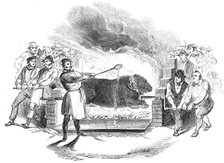 Roasting the ox, at Buckingham, 1844. Creator: Unknown.