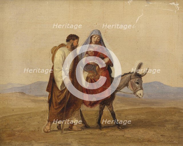The Holy Family on the run. Sketch, n.d. (before 1841). Creator: Wilhelm Marstrand.