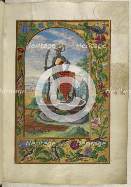 Knight standing on fountains, 1582. Creator: Unknown.