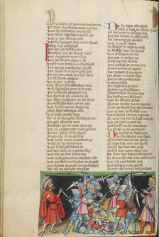 The Battle between Abner's and Joab's Men; Weltchronik, about 1400-1410. Creator: Unknown.