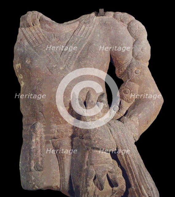 Indra holding Vajra (Sankosho), 3rd cen. AD. Creator: Central Asian Art.