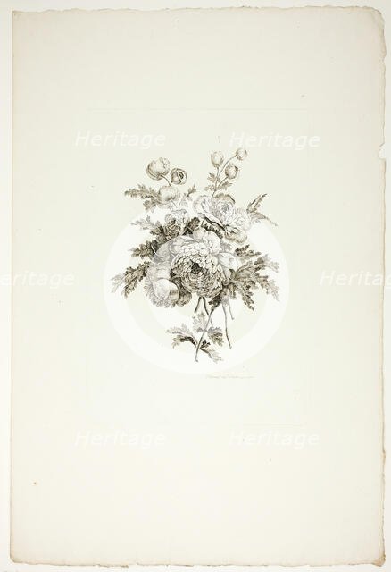 Bouquet with Peonies, from Collection of Different Bouquets of Flowers..., published July 4, 1760. Creator: Pierre-Charles Canot.