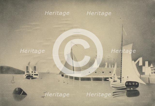 Harbor Scene, 1850s or 60s. Creator: Mary Altha Nims (American, 1817-1907).