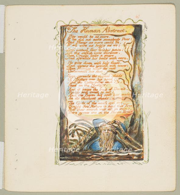 Songs of Innocence and of Experience: The Human Abstract, ca. 1825. Creator: William Blake.