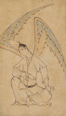 A Seated Angel (Peri), Mounted on an album leaf (image 3 of 4), between c1610 and c1625. Creator: Unknown.