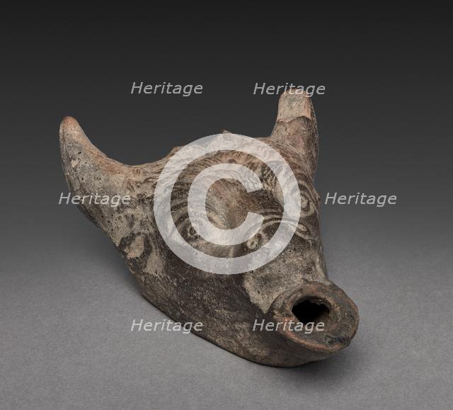 Bull's-head Lamp, 1st Century BC - 1st Century AD. Creator: Unknown.