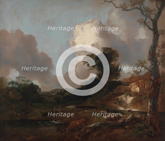 Landscape with Stream and Weir, between 1750 and 1753. Creator: Thomas Gainsborough.