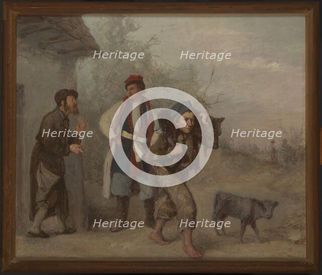 Haggling over a Calf, 1866. Creator: Aleksander Kotsis.