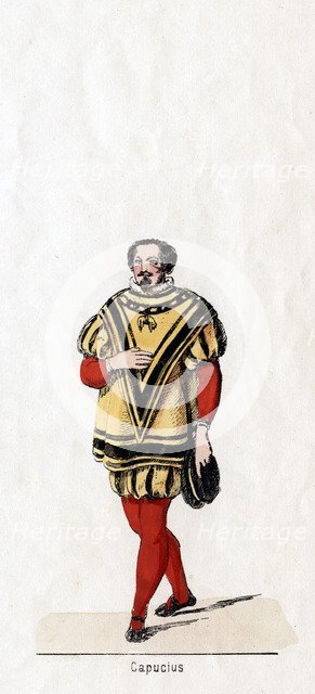 Capucius, costume design for Shakespeare's play, Henry VIII, 19th century. Artist: Unknown
