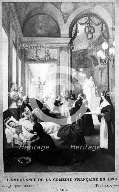 Comédie-Française, Paris: a corridor used as a hospital in the Franco-Prussian War showing..., 1870. Creator: Luigi Fiorillo.