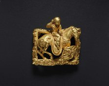 Buckle with boar hunting scene, 2nd-1st century BCE . Creator: Central Asian Art.