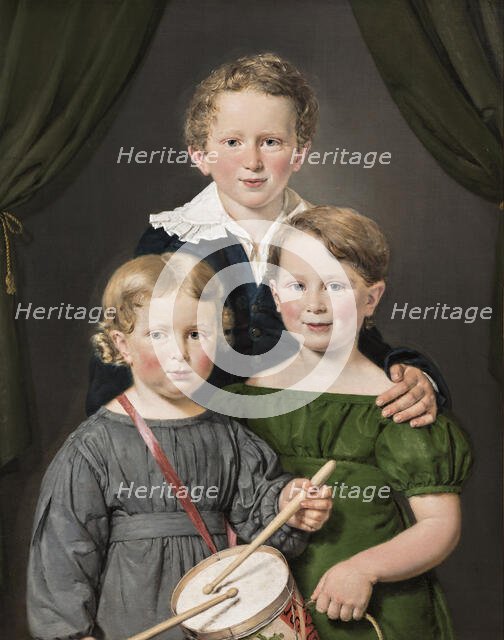 Hans and Bolette Puggaards three children, 1827. Creator: Christian Albrecht Jensen.