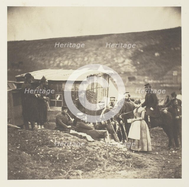 Camp of the 4th Dragoon Guards, convivial party, French & English, 1855. Creator: Roger Fenton.
