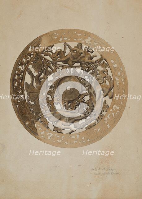 Mirror Stand: Detail of Saucer, c. 1938. Creator: Samuel O. Klein.