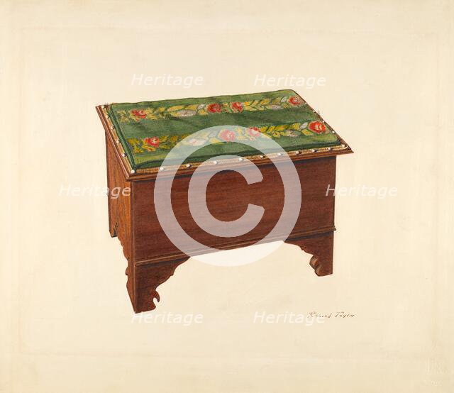 Bootjack with Needlepoint Top, c. 1940. Creator: Richard Taylor.