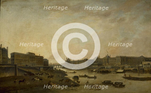 Hotel de la Monnaie and the Louvre, seen from Pont-Neuf, around 1800. Creator: Pierre-Antoine Demachy.