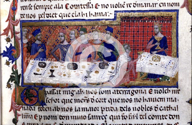 Banquet given by Pere Martell to James I in Tarragona in 1228, where he decided the conquest of t…