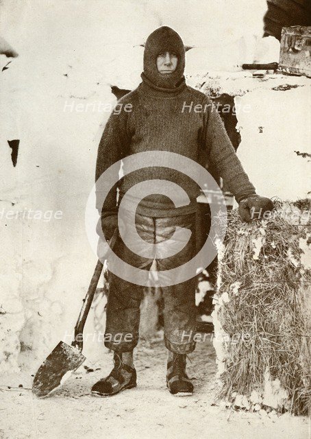 'Captain L. E. G. Oates by the Stable Door', 30 August 1911, (1913). Artist: Herbert Ponting.