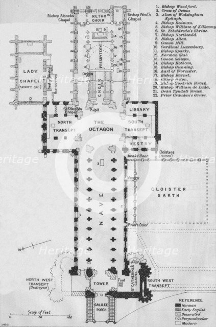 'Ely Cathedral', c20th Century. Artist: John Bartholomew.