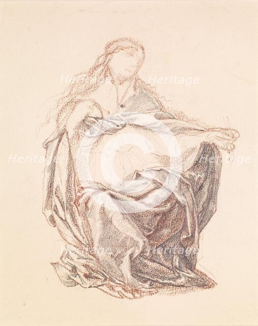 Drapery Study of a Seated Woman, 1865. Creator: Sir Edward Coley Burne-Jones.