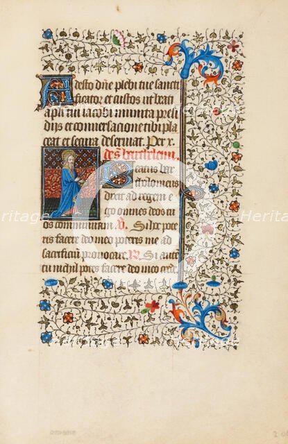 Saint Bartholomew with a Knife and a Book; Book of Hours, about 1440-1450. Creator: Workshop of the Bedford Master.