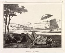 Paysagistes au travail (Landscape Artists at Work), 1862. Creator: Honore Daumier.